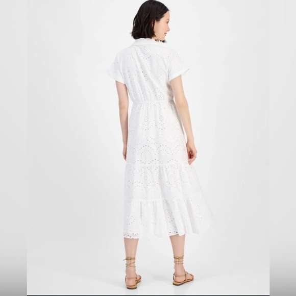 Sam Edelman Ivory White Eyelet Collared Maxi Dress Women size 6 lined Wedding - Picture 11 of 14